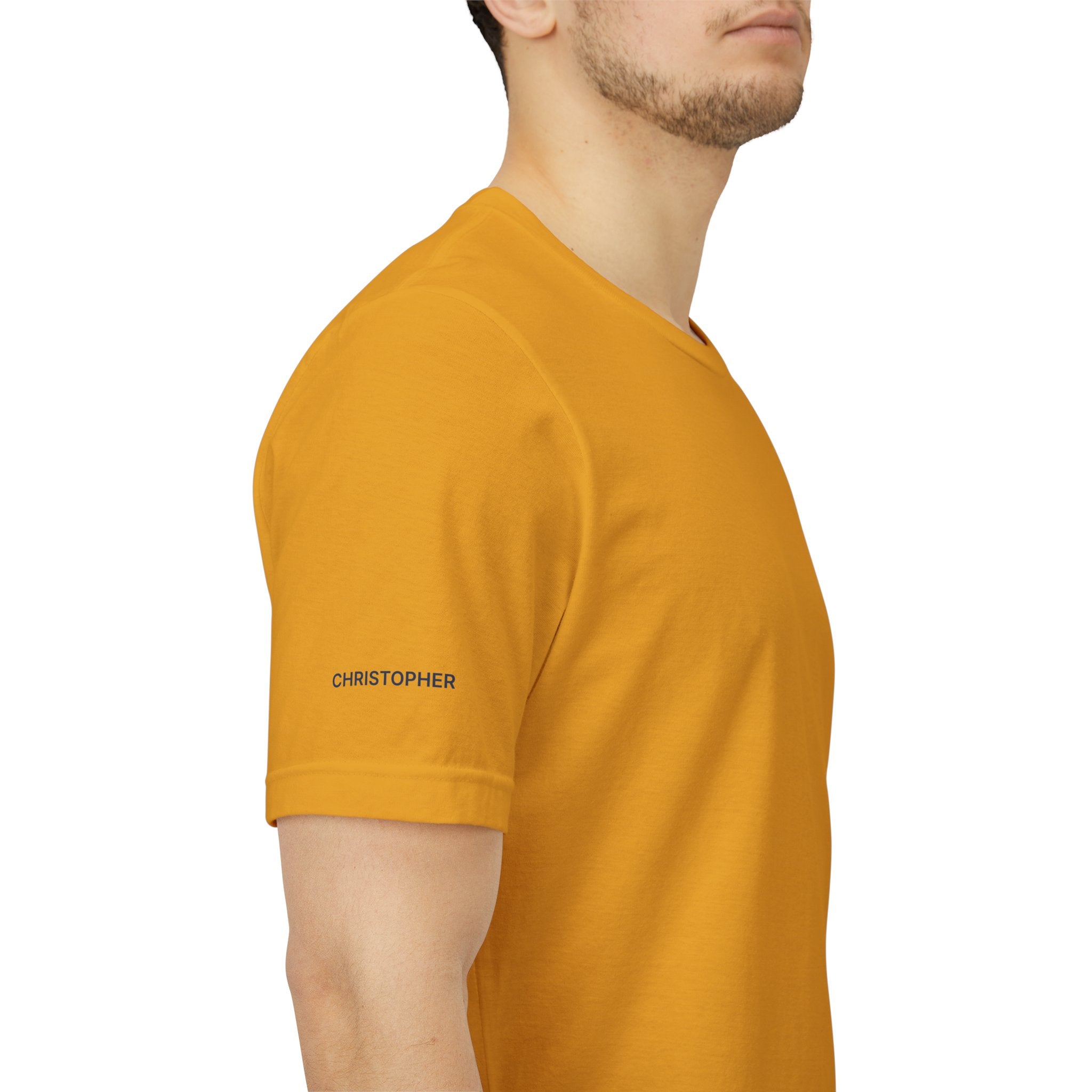 Personalized Pickleball T-shirt by Printify featuring custom name sleeve and club logo with pickleball graphic on the back.