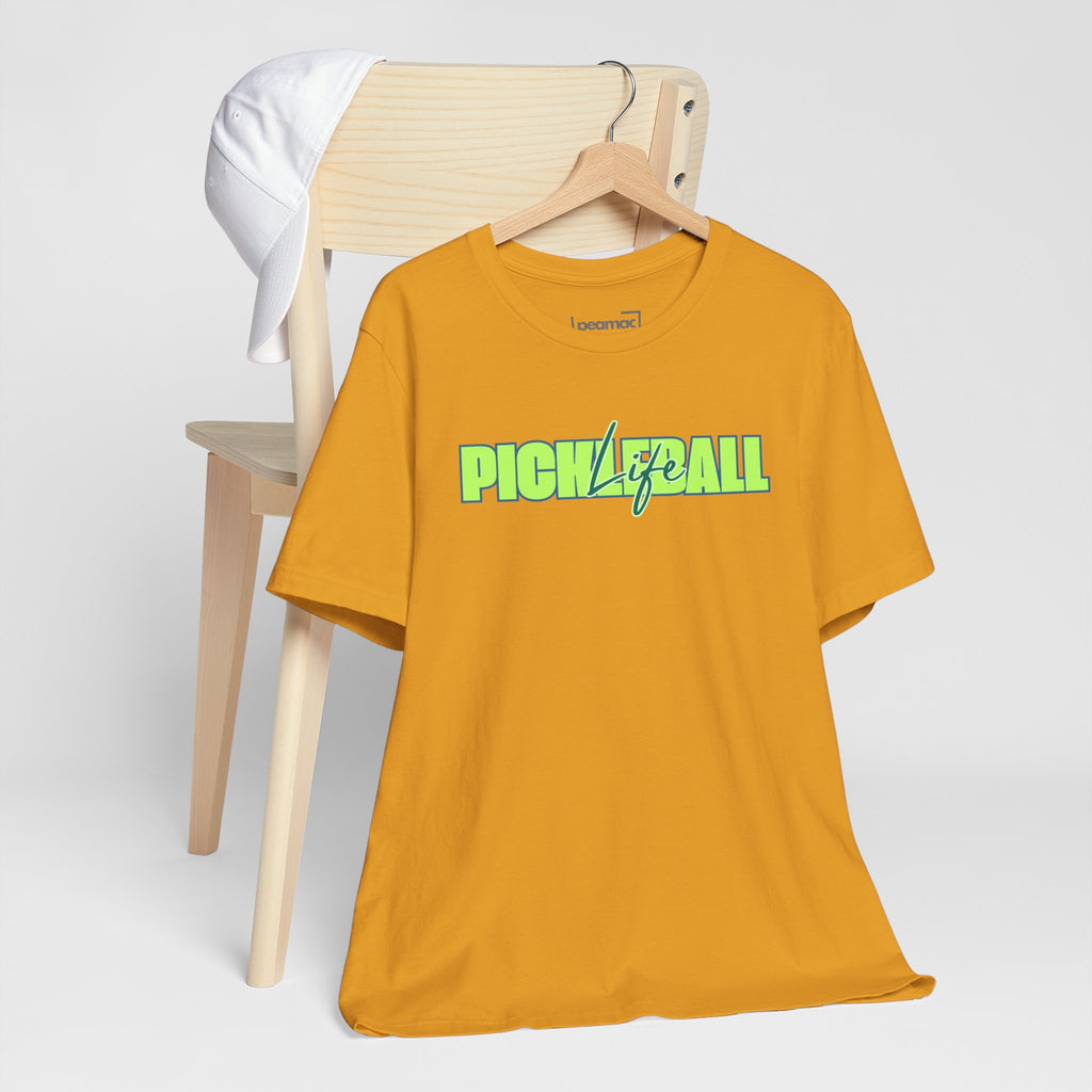 Pickleball Life Unisex T-Shirt — Bold Green & Blue Graphic Tee-PeaMac Tees