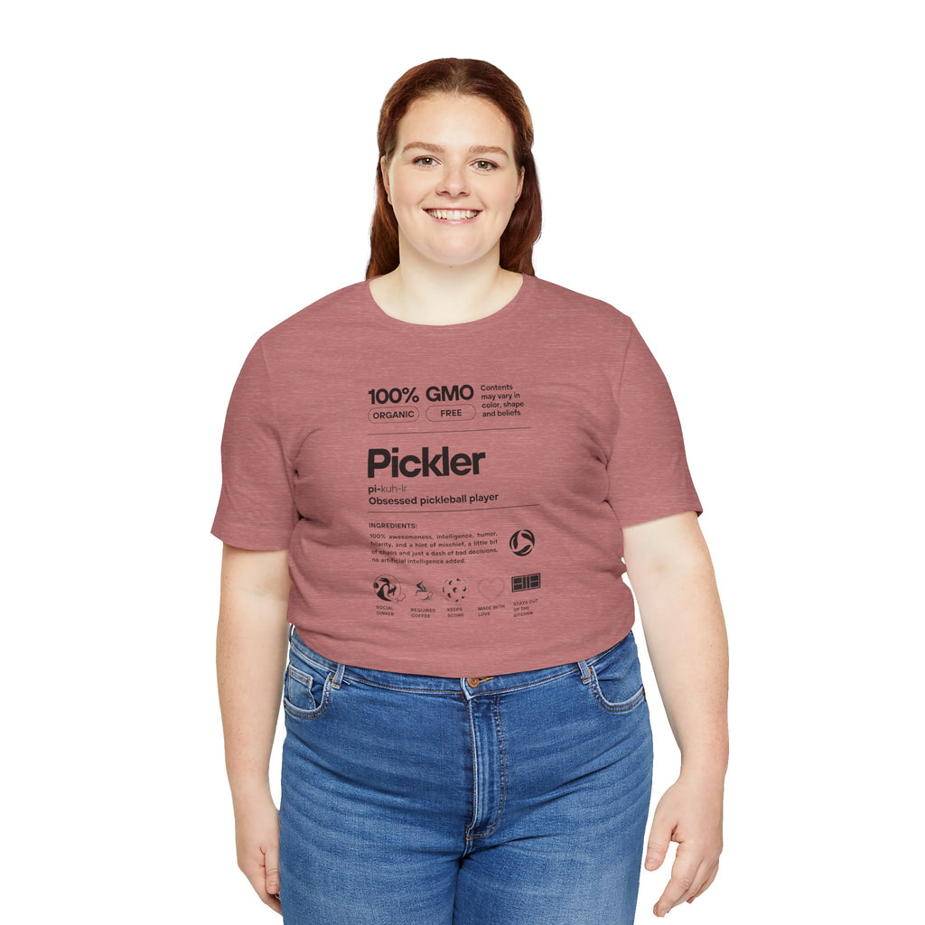 Women's Pickler Funny Definitions T-Shirt by Printify featuring black lightweight activewear with pickleball-themed text.