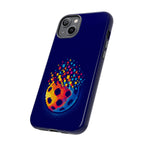 Matrix Burst Pickleball phone case by Printify, compatible with iPhone, Samsung, and Google Pixel smartphones, featuring colorful pickleball design.