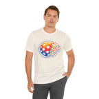 Matrix Burst Pickleball Tee by Printify featuring retro court graphic design on a classic T-shirt