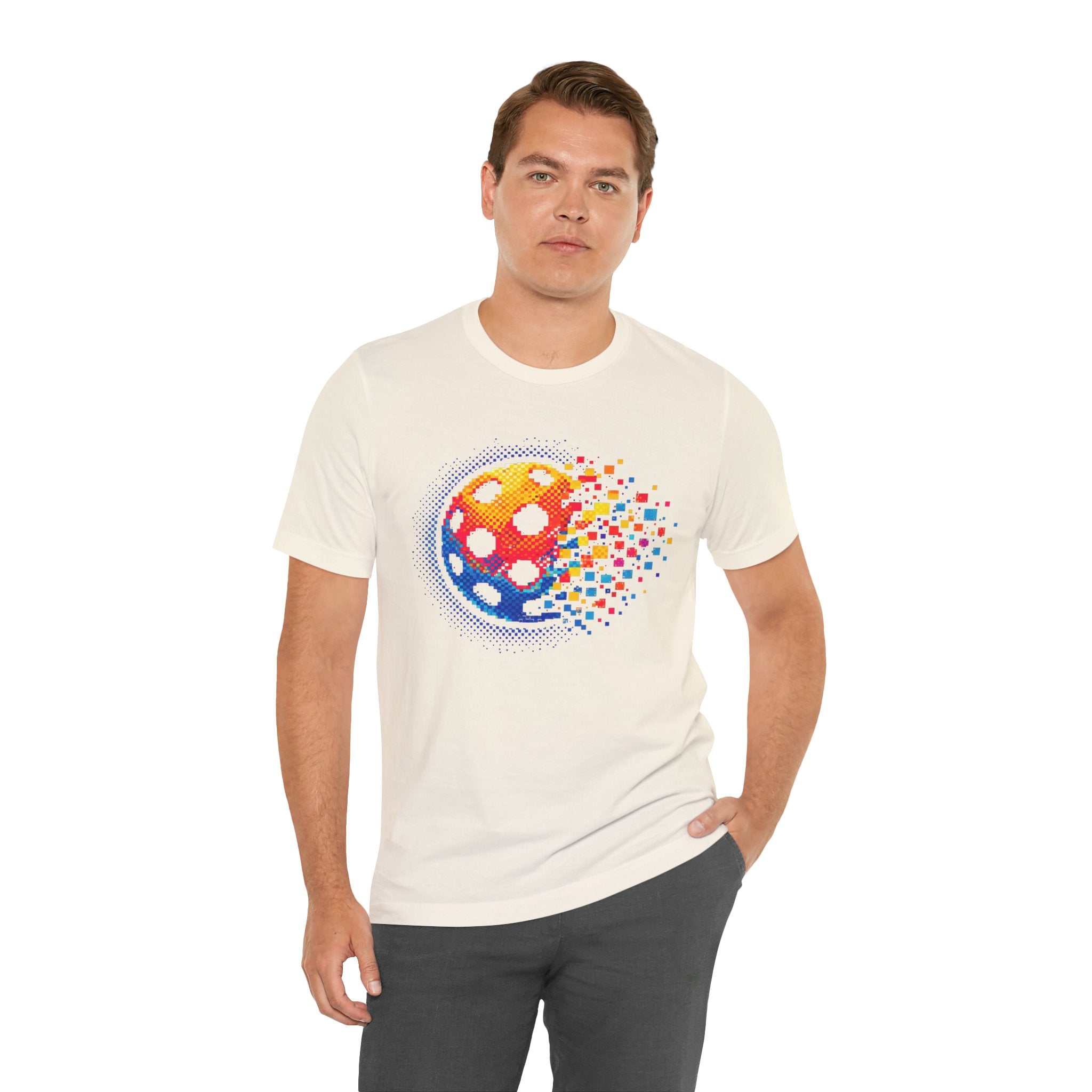 Matrix Burst Pickleball Tee by Printify featuring retro court graphic design on a classic T-shirt