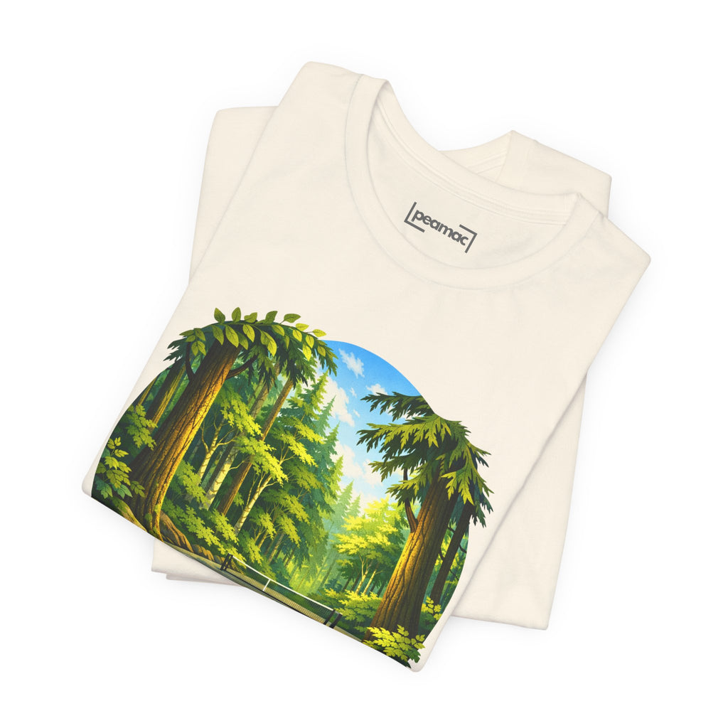 Unisex Hidden Forest Pickleball T-Shirt featuring Bainbridge Island tribute design, printed by Printify on a casual tee.