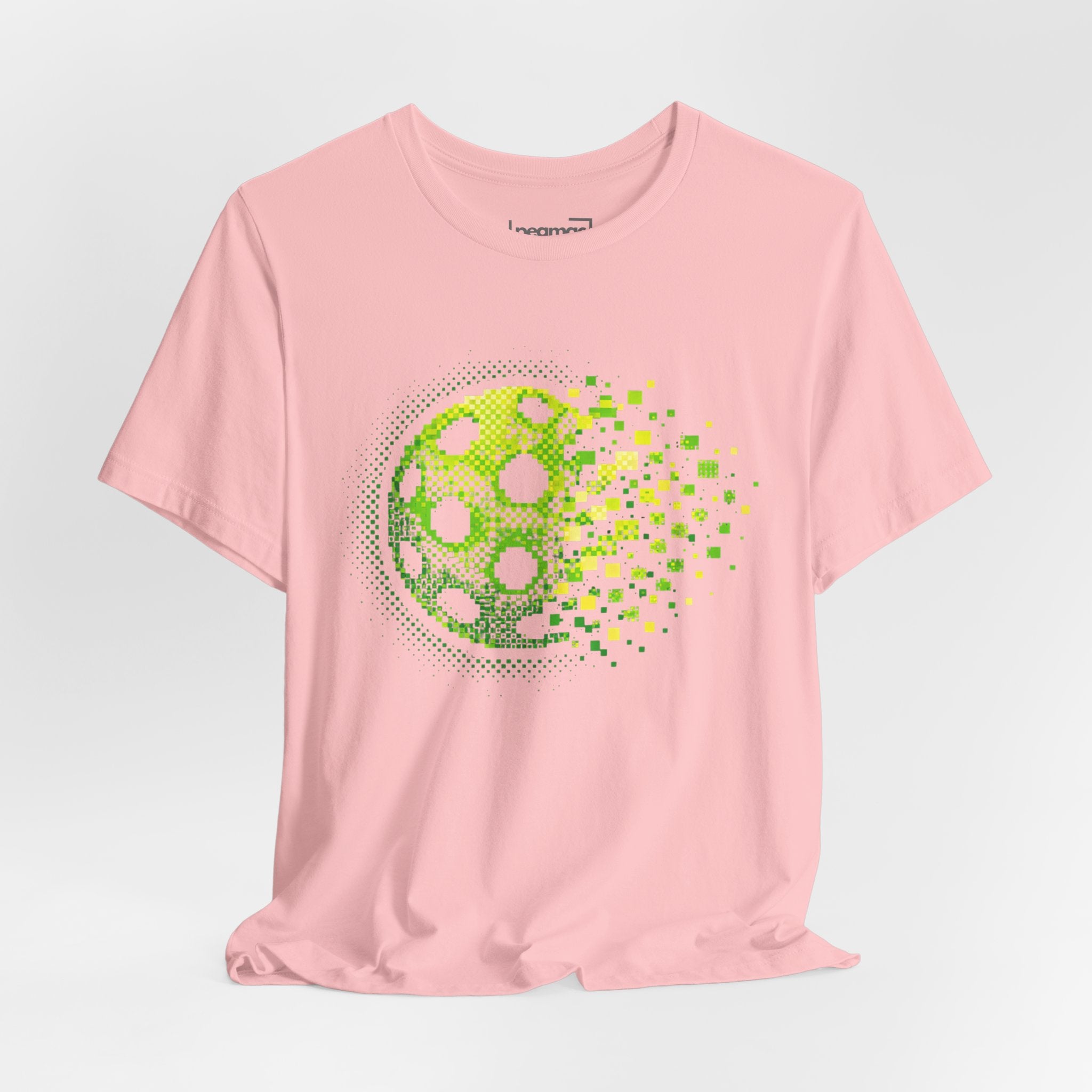 Green Matrix Burst Pickleball T-shirt with retro court graphic, casual athletic tee by Printify featuring bold sports design.