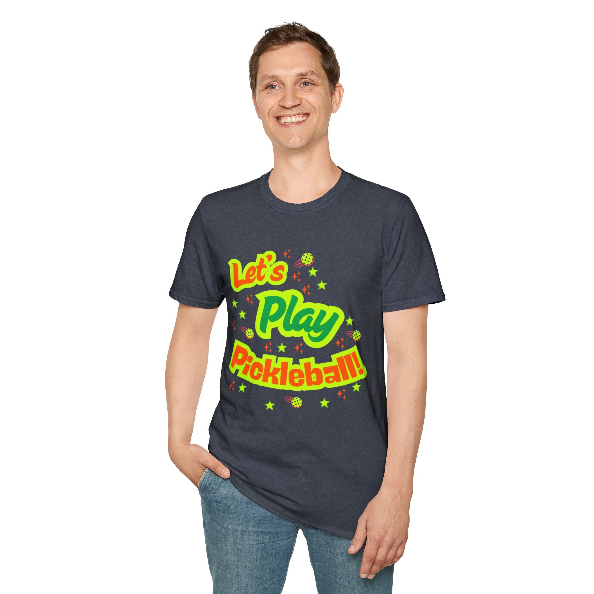 Unisex Relaxed Let’s Play Pickleball Tee | Bright Tees for Every Player | Vibrant Active Sport Graphic T-Shirt | Gift for Men & Women