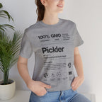Women's Pickler Funny Definitions T-Shirt with black text, lightweight activewear perfect for pickleball enthusiasts.
