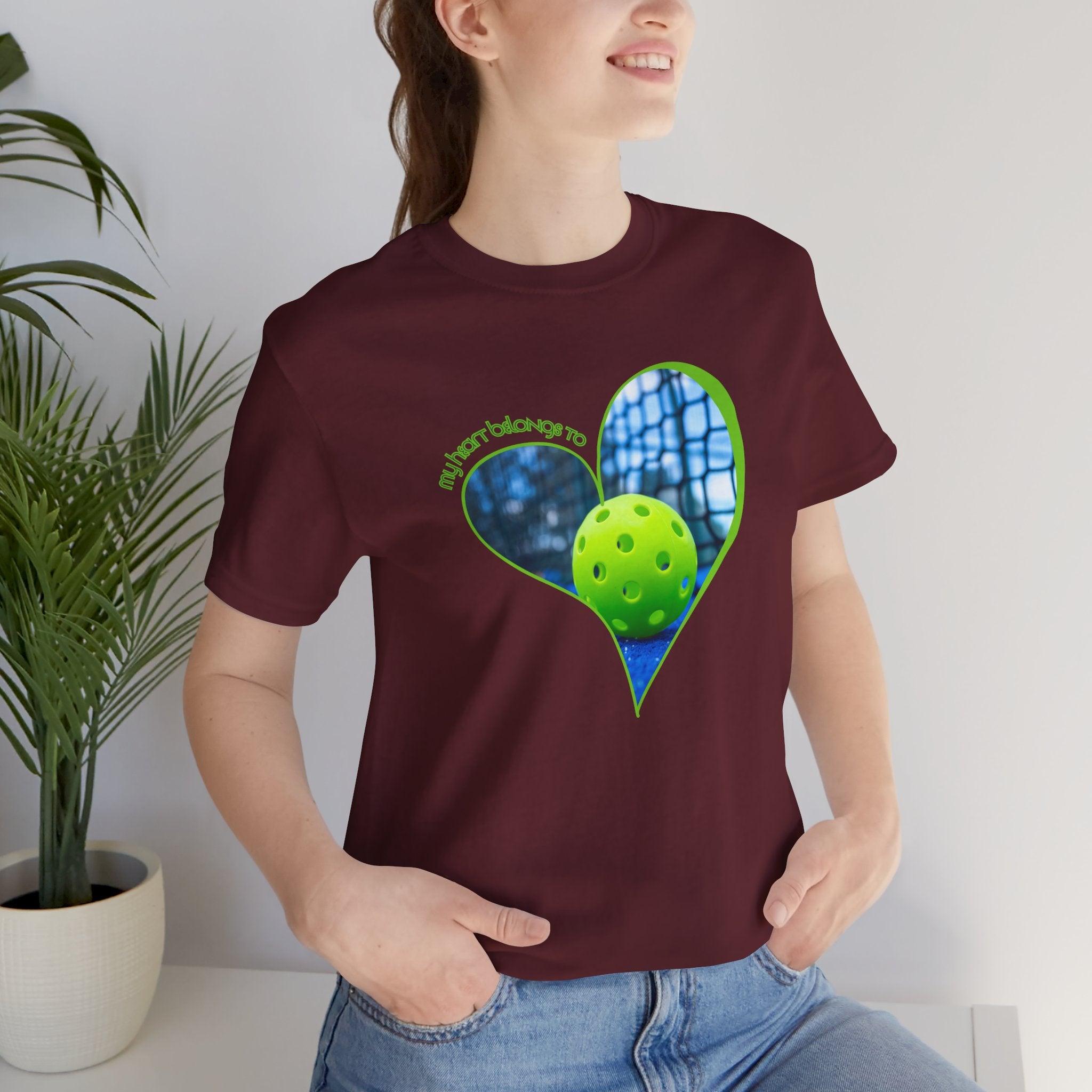 Unisex My Heart Belongs To Pickleball T-Shirt | Relaxed Fit, Soft & Comfy Tee | Lightweight Activewear