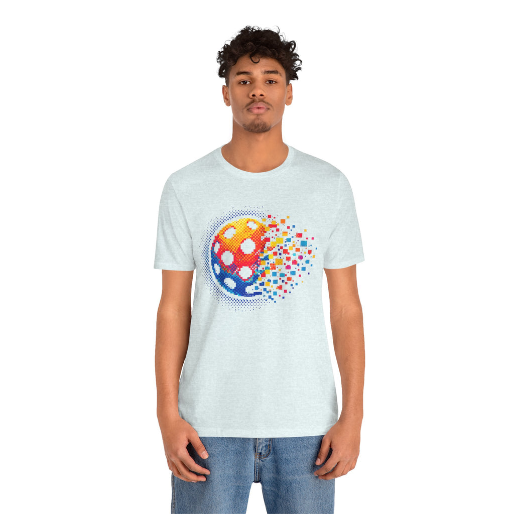 Matrix Burst Pickleball Tee, retro court graphic T-shirt from Printify featuring vibrant pickleball-themed design.