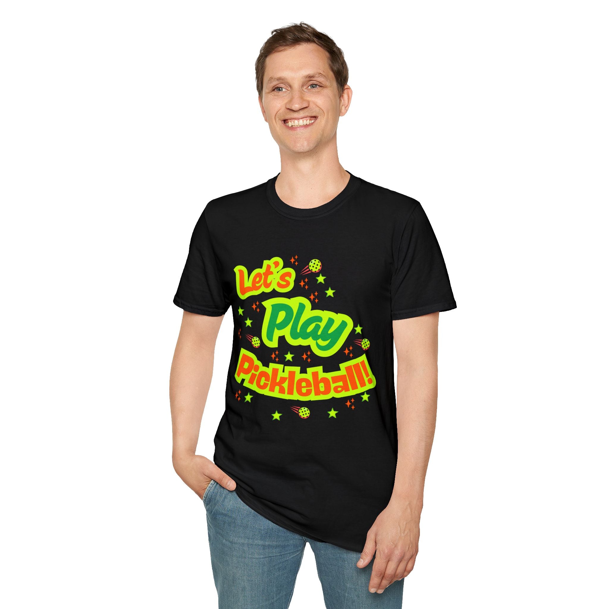 Unisex Relaxed Let’s Play Pickleball Tee | Bright Tees for Every Player | Vibrant Active Sport Graphic T-Shirt | Gift for Men & Women