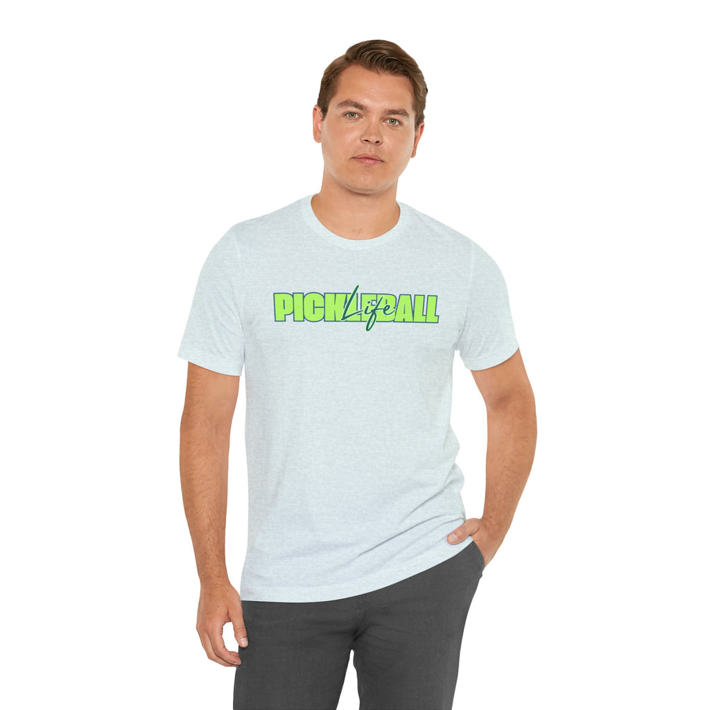 Pickleball Life Unisex T-Shirt — Bold Green & Blue Graphic Tee-PeaMac Tees