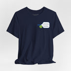 Personalized pickleball T-shirt with custom name and club graphic design, featuring a paddle illustration for sports enthusiasts.
