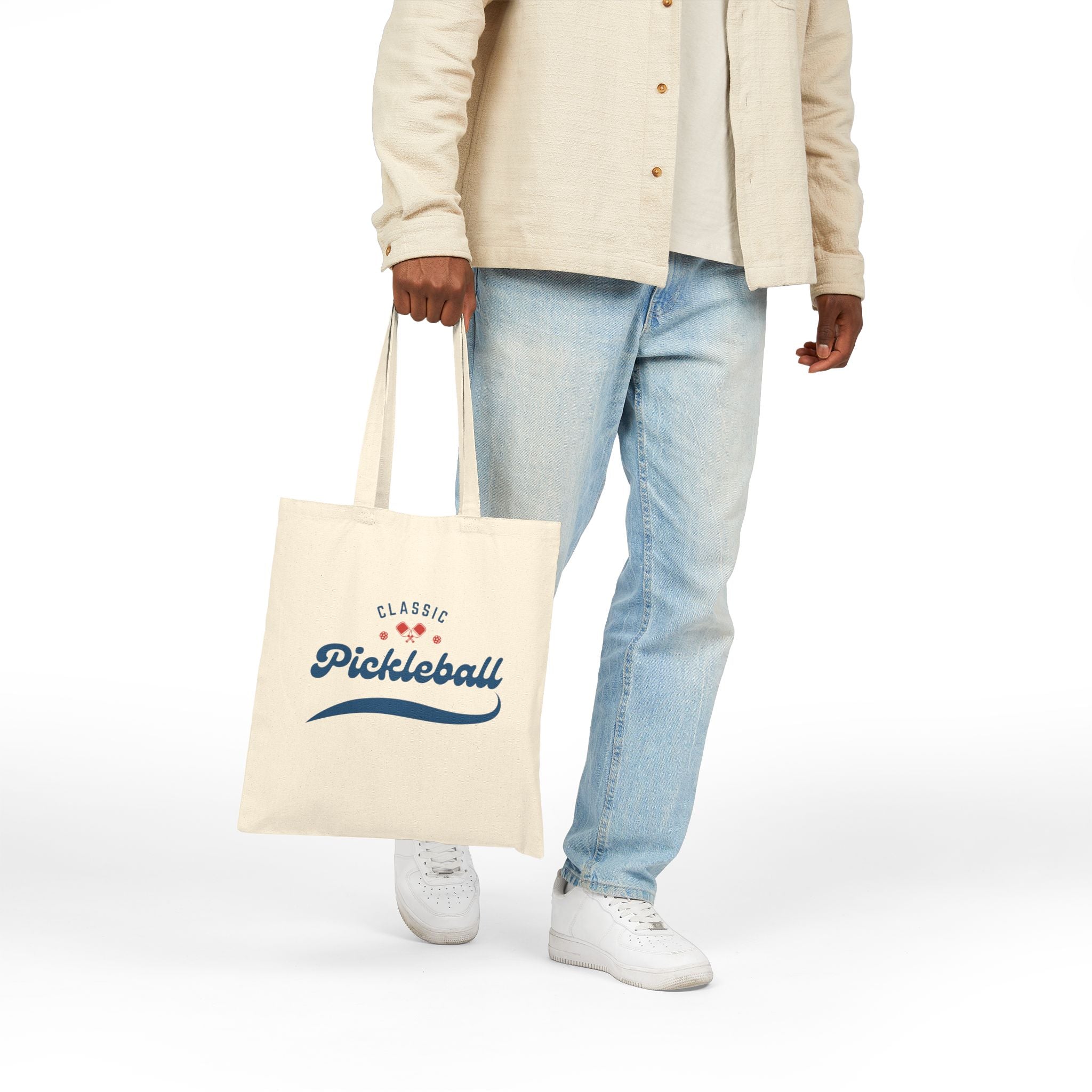 Pickleball Classic Red & Blue Canvas Tote for Gear & Gifts | Durable Natural Cotton Shoulder Bag | Gift for Men & Women
