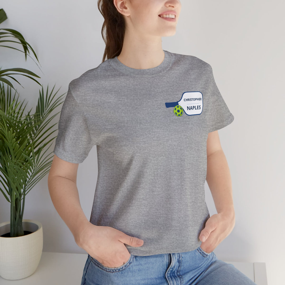 Personalized Pickleball T-Shirt | Custom Name & City Paddle Tee - Product Photo - PeaMacTees