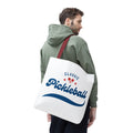 Large Printify pickleball tote bag in red and blue with spacious interior, rugged design, and comfortable shoulder straps.