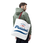 Large Printify pickleball tote bag in red and blue with spacious interior, rugged design, and comfortable shoulder straps.