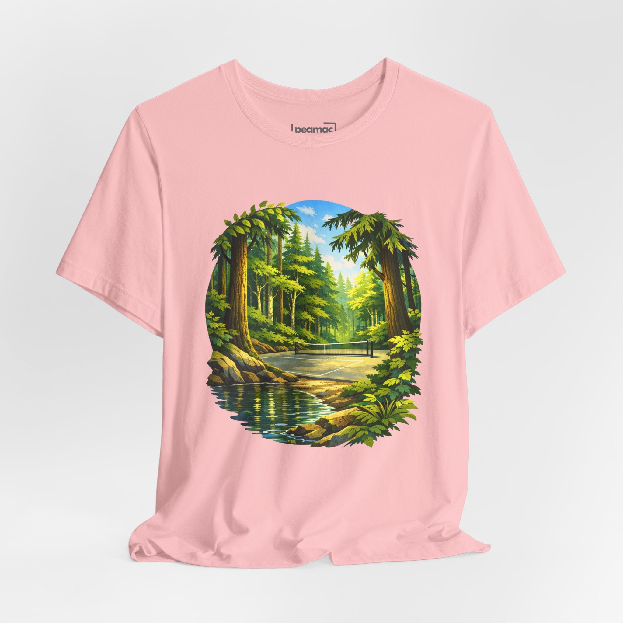 Hidden Forest Pickleball T-Shirt featuring Bainbridge Island tribute, unisex cotton tee with nature-inspired design.
