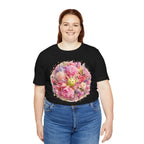 Unisex Peony Pickleball T-Shirt made of premium cotton, featuring a colorful peony design on a comfortable casual tee.