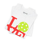 Bright neon pop art pickleball T-shirt by Printify featuring bold colors and a fun sporty design.