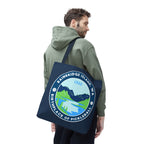 Large Printify pickleball tote bag featuring Bainbridge Island WA, the birthplace of pickleball, designed for gear storage.