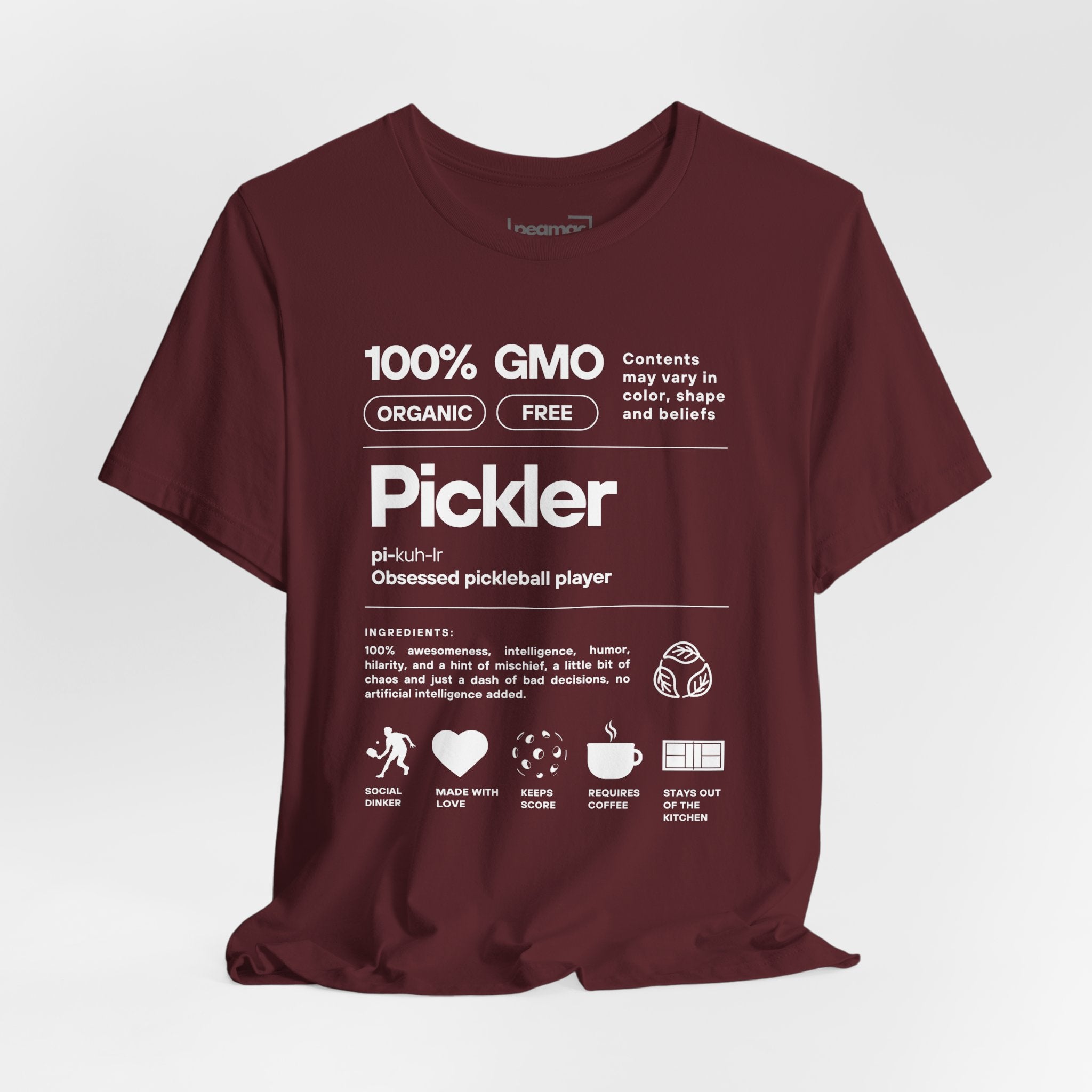 Men's white Pickler Funny Definitions T-Shirt with pickleball-themed text, lightweight activewear by Printify.