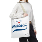 Red and blue large pickleball tote bag by Printify with rugged design, spacious shoulder bag for gear storage, ideal for players.
