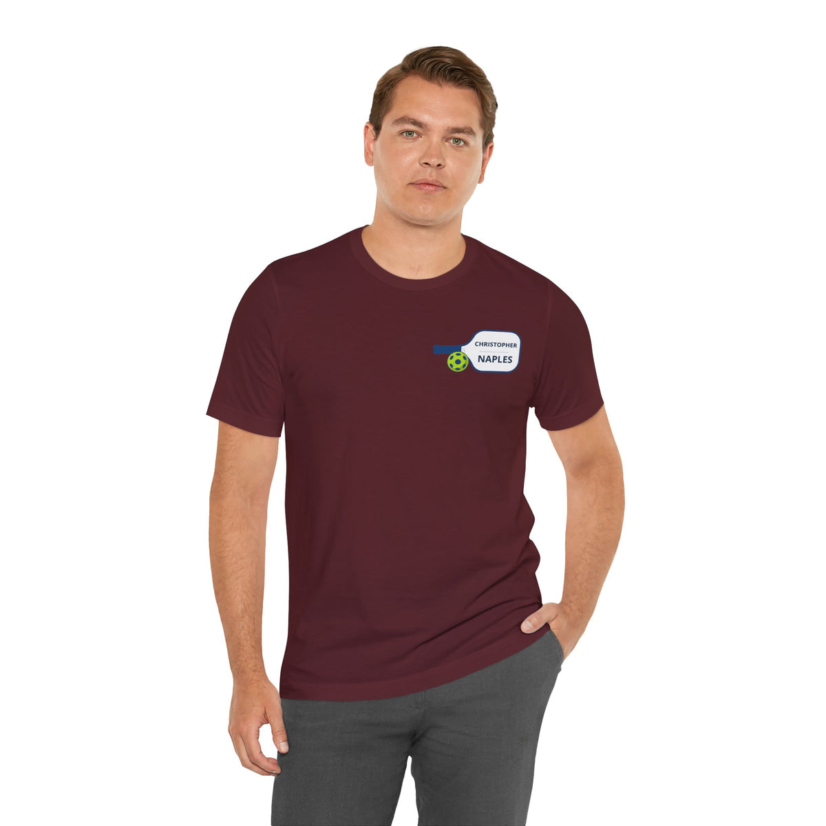 Personalized Pickleball T-Shirt | Custom Name & City Paddle Tee - Product Photo - PeaMacTees