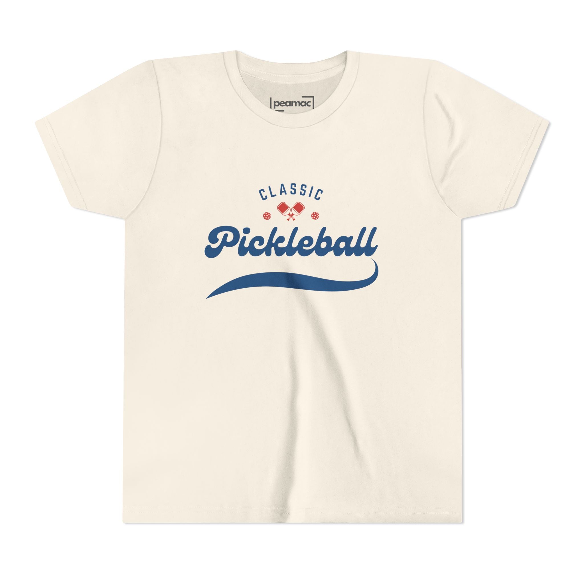 Kids retro pickleball T-shirt by Printify featuring a colorful vintage-inspired design for boys and girls, casual kids' sports apparel.