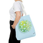 Matrix Burst pickleball tote bag in green, yellow, and light blue with spacious 18x18-inch design, ideal for sports gear and accessories.