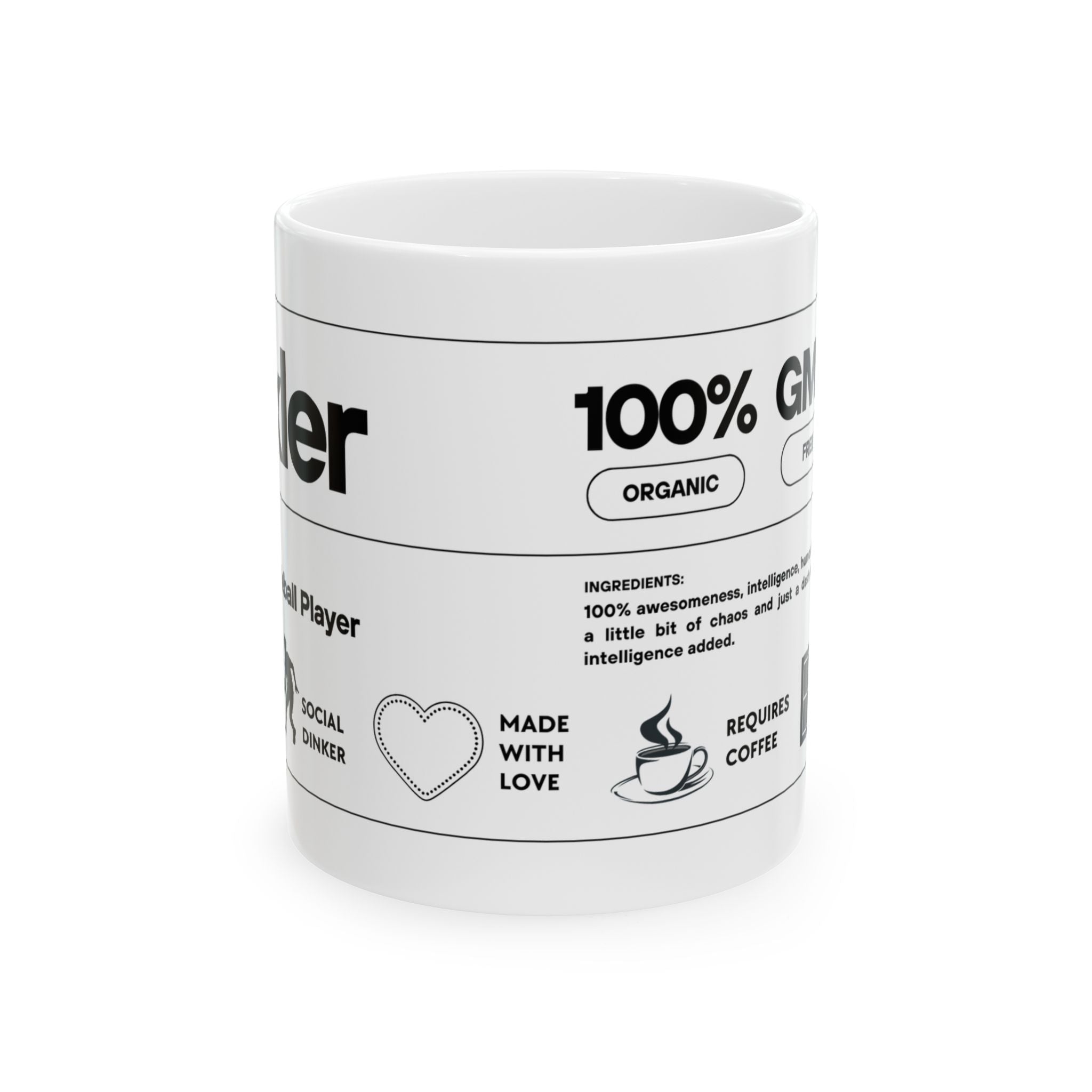 Men's Pickler Definition coffee mug by Printify, ceramic 11oz or 15oz, featuring a humorous pickleball-themed design.
