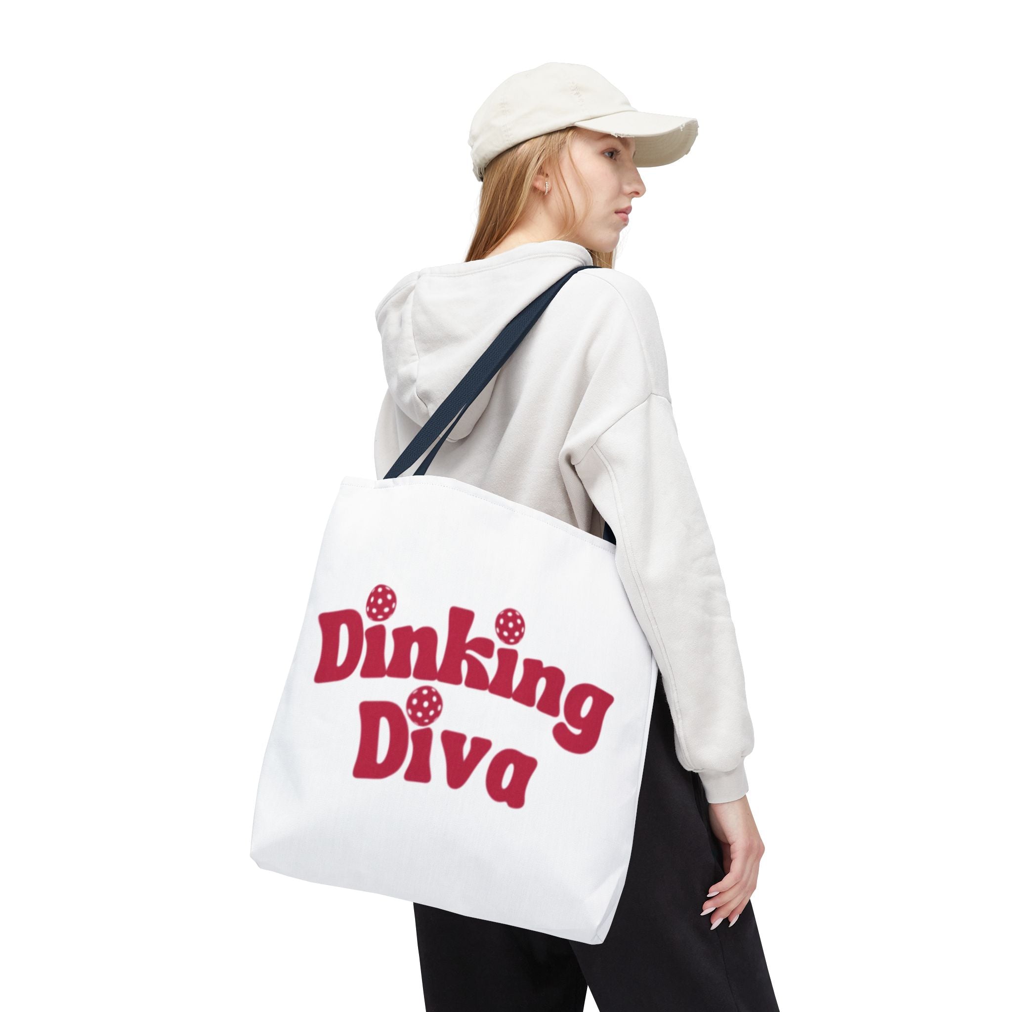 Printify Pickleball Dinking Diva large tote bag for gear, eco-friendly and spacious accessory for pickleball players.