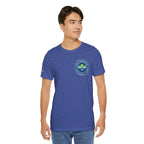 Personalized pickleball T-shirt by Printify featuring custom name sleeve, club logo, and pickleball graphic on the back.