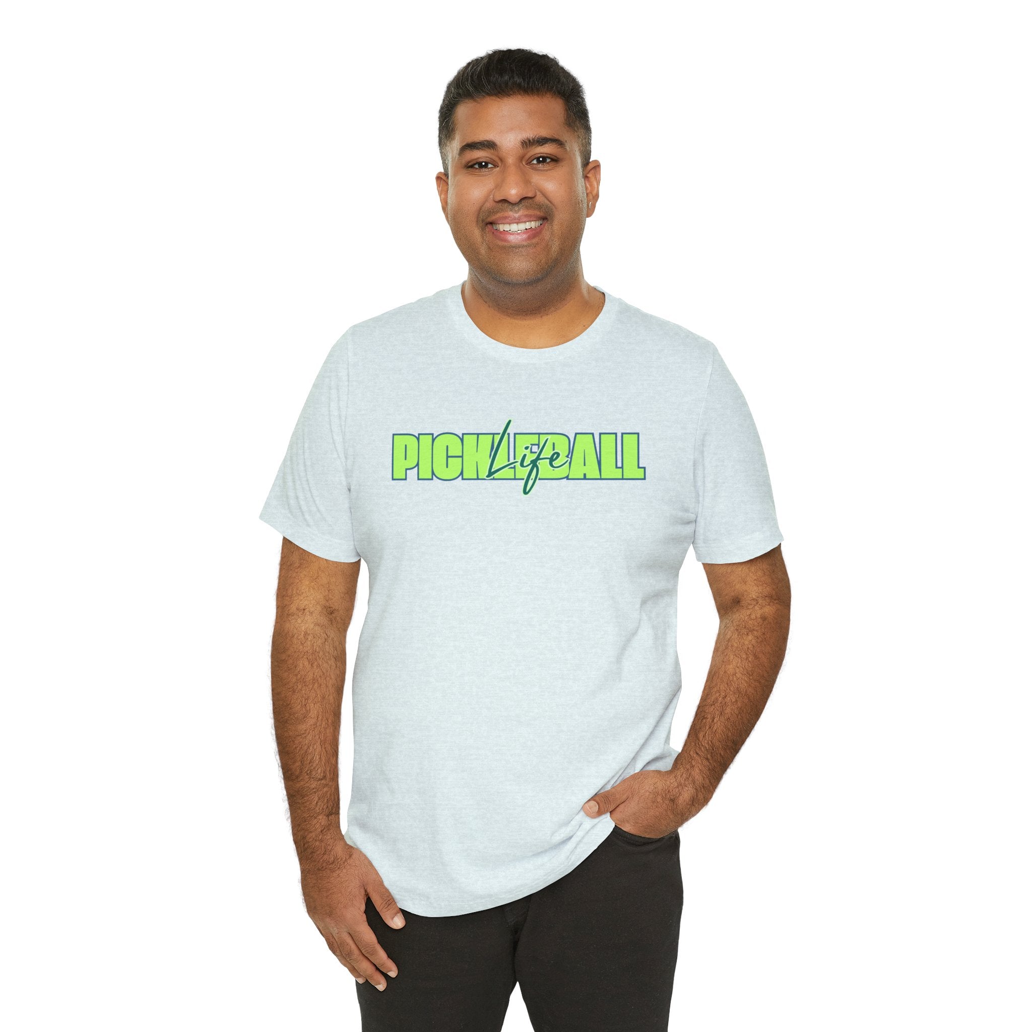 Pickleball Life Unisex T-Shirt — Bold Green & Blue Graphic Tee-PeaMac Tees