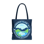Large Printify pickleball tote bag featuring Bainbridge Island WA, the birthplace of pickleball, ideal for carrying gear.