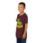 Kids' neon pickleball graphic tee from Printify featuring a playful "Let’s Play Pickleball!" design on youth clothing.