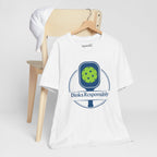 Dinks Responsibly pickleball T-shirt with paddle and ball graphic, casual funny pickleball shirt by Printify