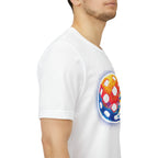 Matrix Burst Pickleball Tee by Printify featuring a retro court graphic on a casual T-shirt, perfect for pickleball enthusiasts.