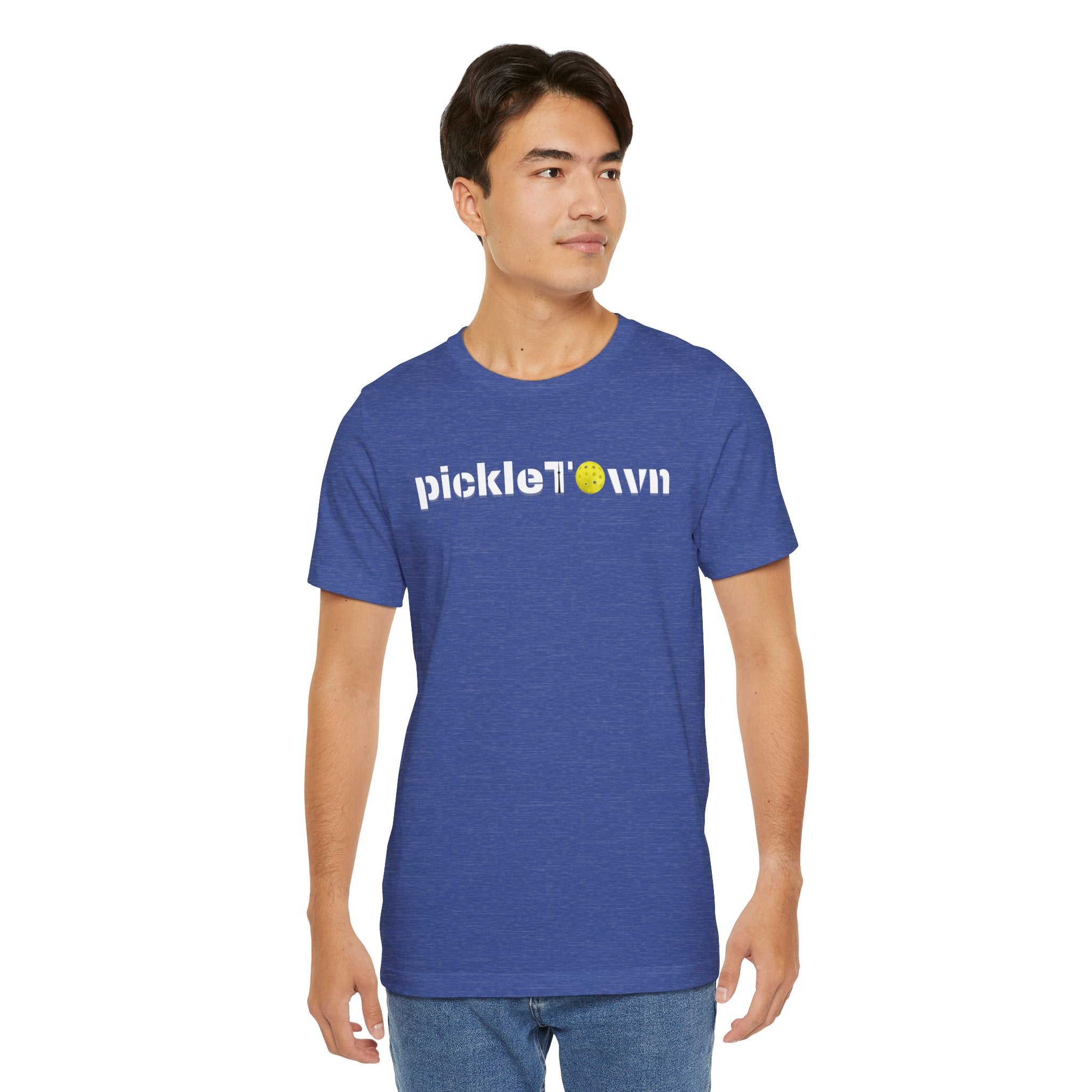 Toronto PickleTOwn T-Shirt featuring the CN Tower and Pickleball ‘O’ design, casual unisex graphic tee by Printify