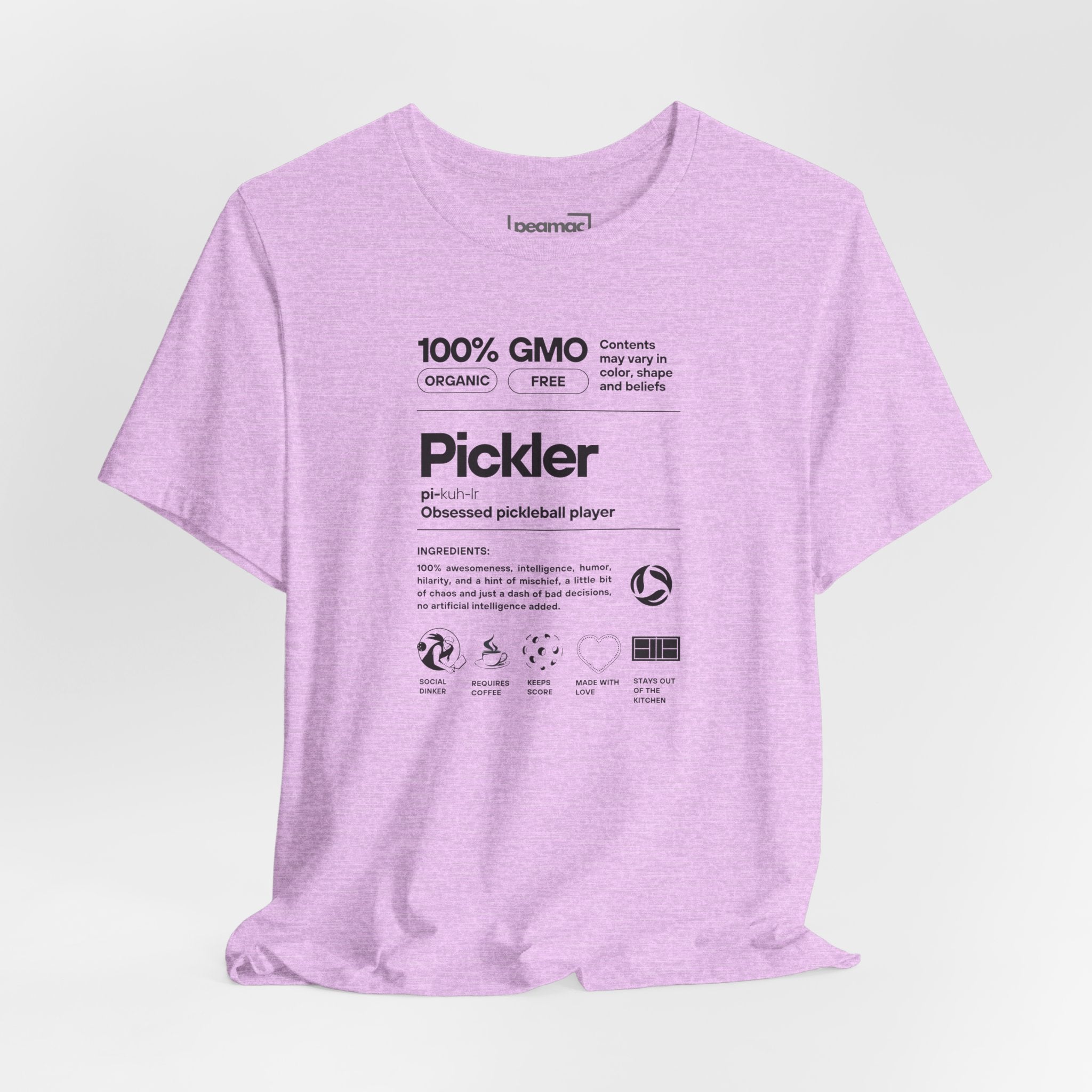 Women's Pickler Funny Definitions T-Shirt featuring black text, lightweight activewear perfect for pickleball enthusiasts.