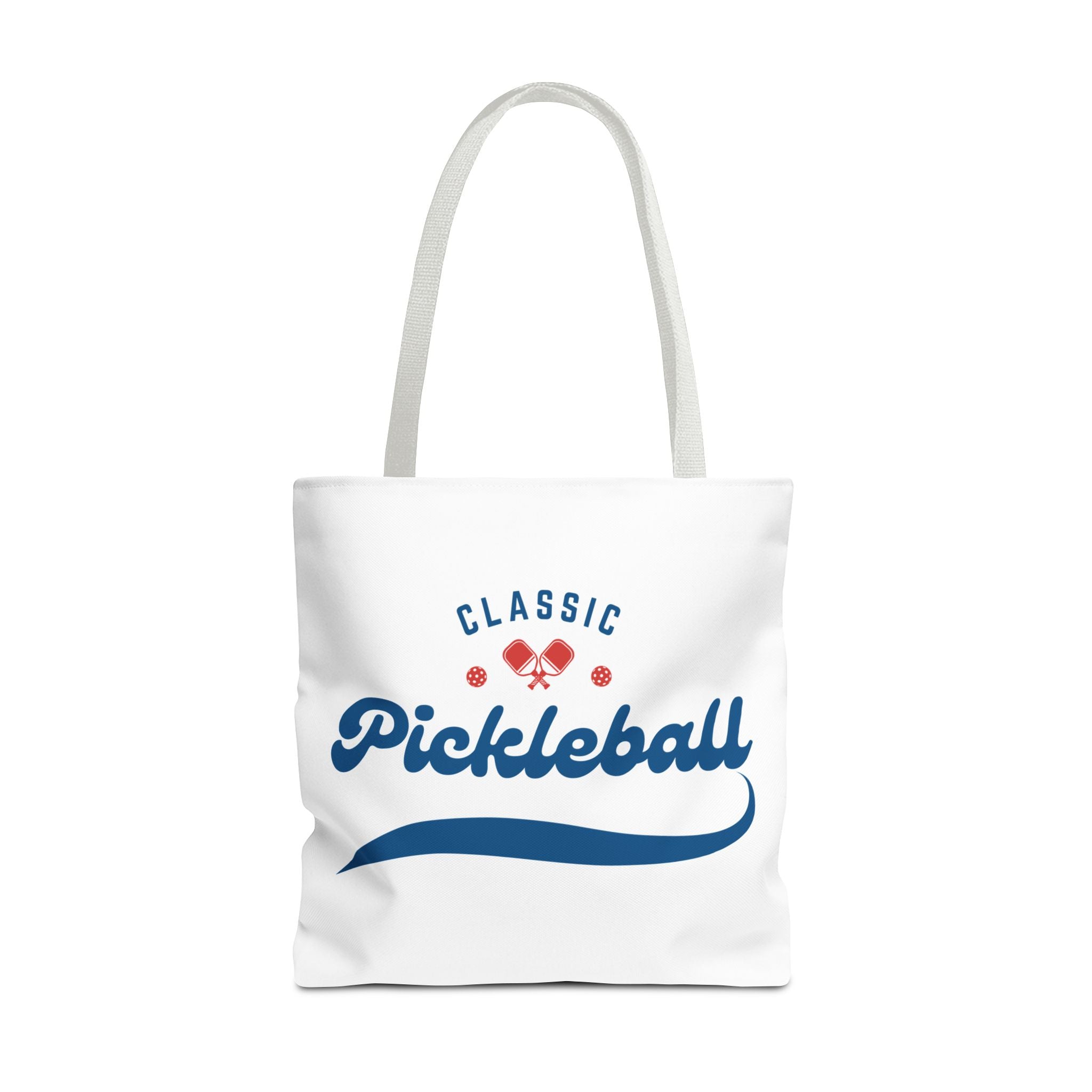 Large Printify pickleball tote bag in red and blue with rugged, roomy design, perfect for gear and sports equipment storage.