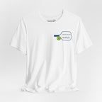Personalized pickleball T-shirt by Printify with custom name and club on paddle graphic design, casual sportswear for pickleball players.