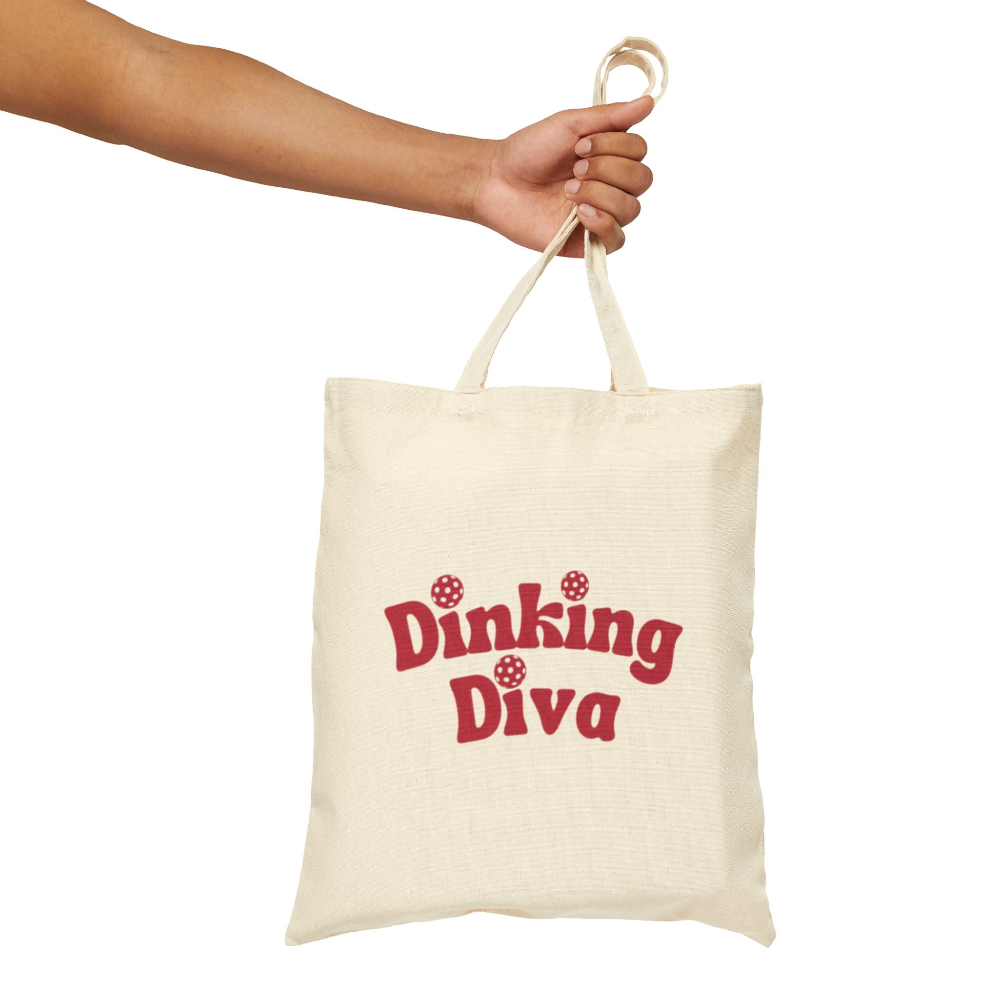 Pickleball Dinking Diva Canvas Tote for Gear & Gifts | Durable Black and Natural Cotton Shoulder Bags | Reusable Accessory