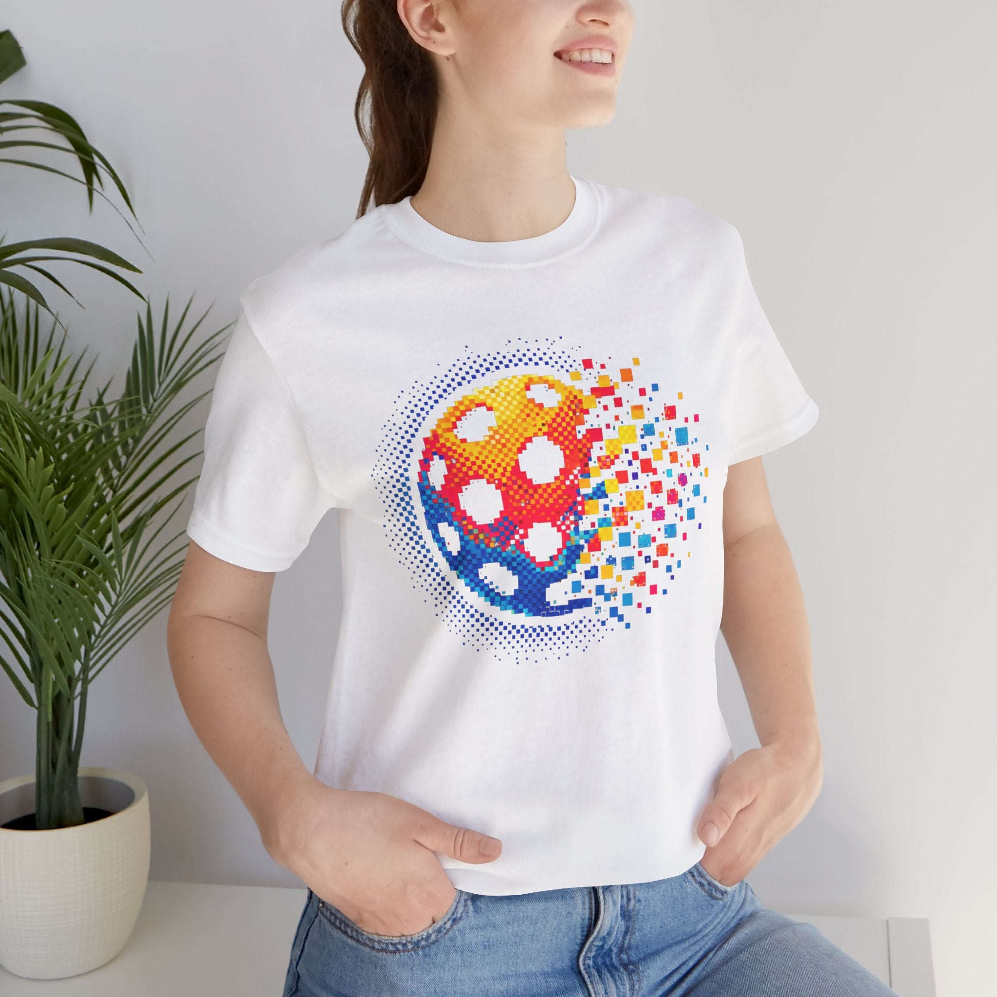 Matrix Burst Pickleball Tee by Printify featuring retro court graphic on a casual T-shirt for sports and activewear.