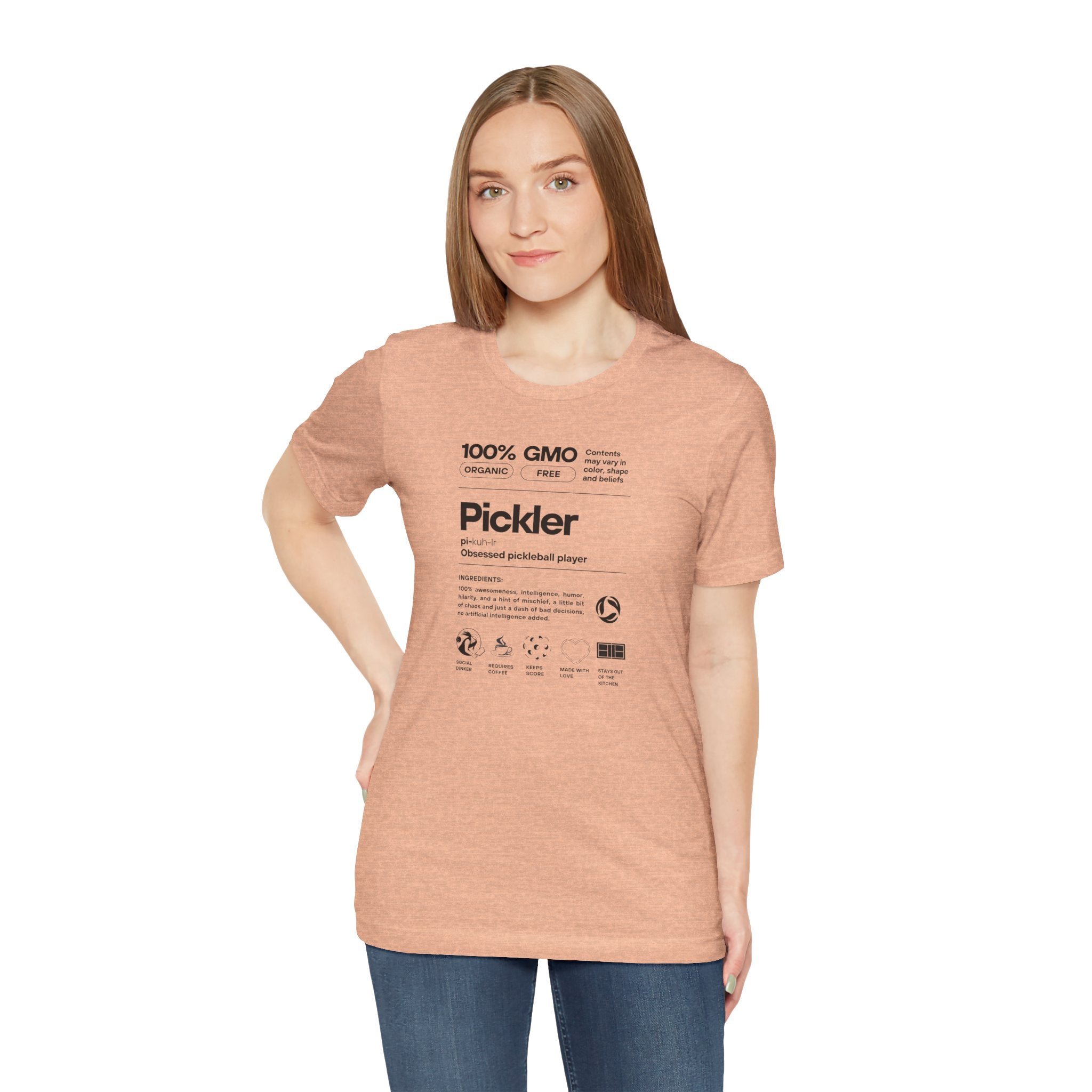 Women's Pickler Funny Definitions T-Shirt by Printify featuring black lightweight activewear with humorous pickleball-related text.