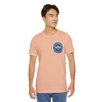 Personalized pickleball T-shirt by Printify featuring custom name sleeve, club logo, and pickleball graphic on the center back.