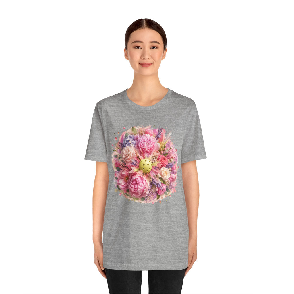 Unisex Peony Pickleball T-shirt made of premium cotton, featuring a stylish peony design on a comfortable printify t-shirt.