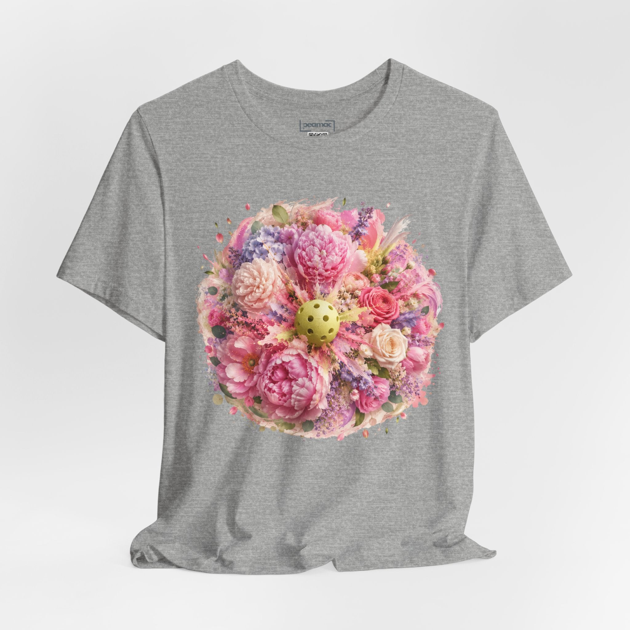 Peony Pickleball Tee, premium cotton unisex T-shirt with peony design, comfortable and stylish for activewear and casual wear.