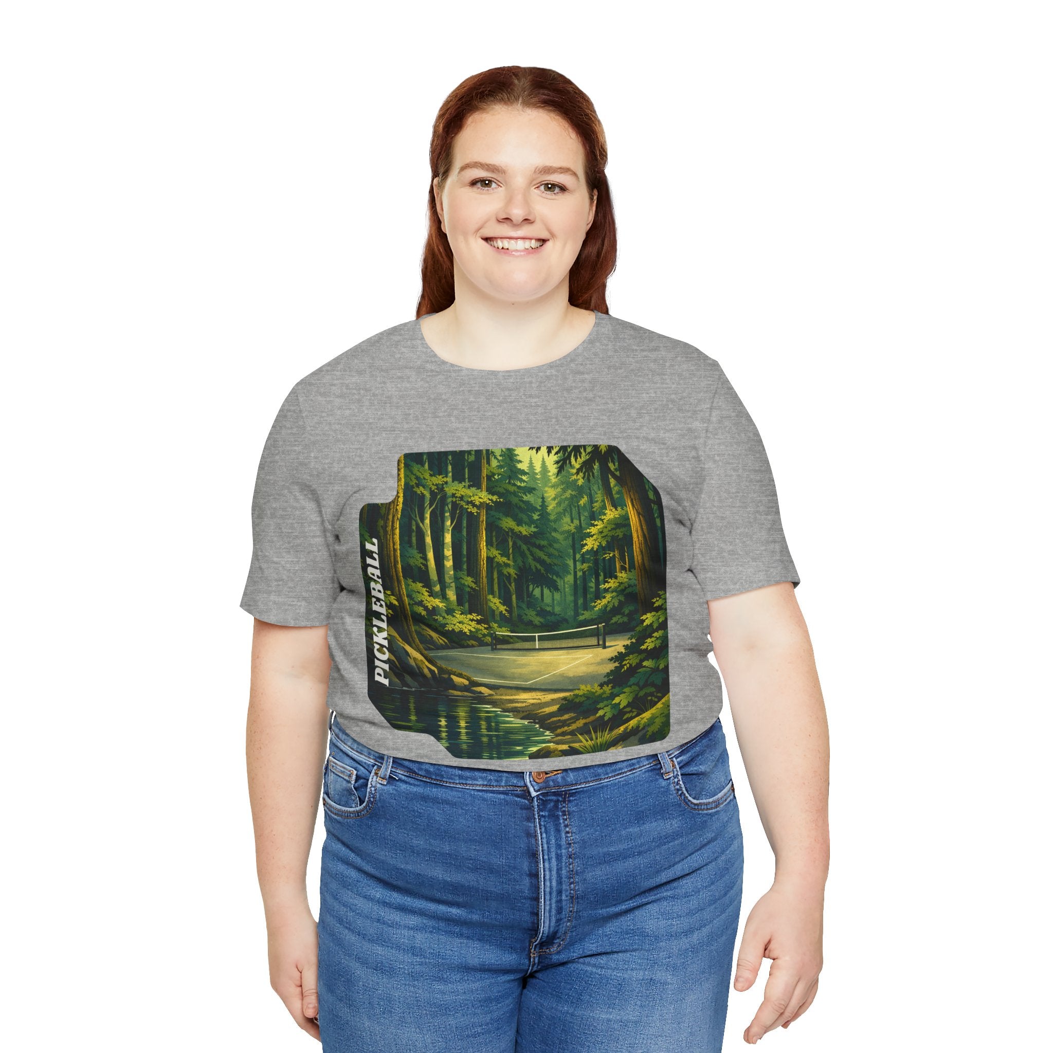 Unisex Hidden Forest Pickleball T-Shirt by Printify featuring Bainbridge Island tribute design on soft fabric.