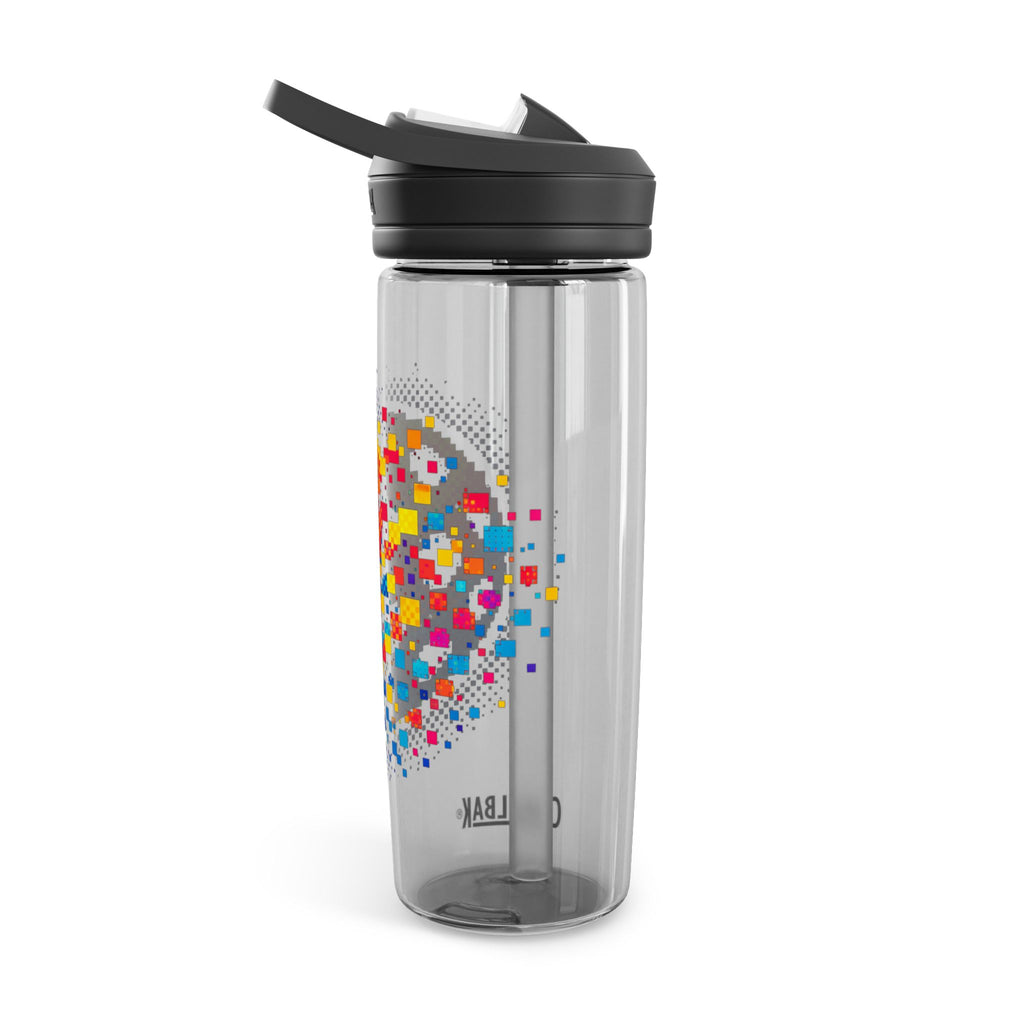 Pixelated Pickleball CamelBak 20oz sports water bottle mug with colorful pickleball design and durable plastic construction.