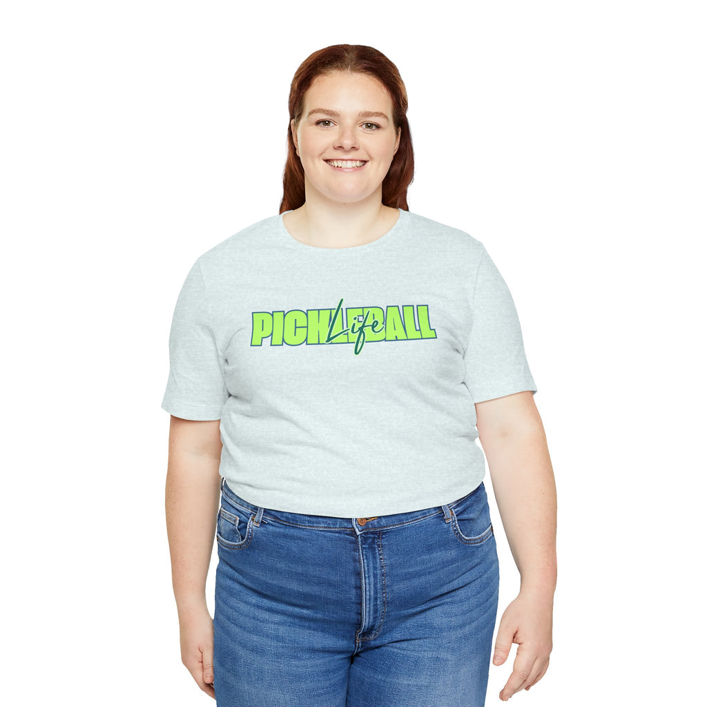 Pickleball Life Unisex T-Shirt — Bold Green & Blue Graphic Tee-PeaMac Tees