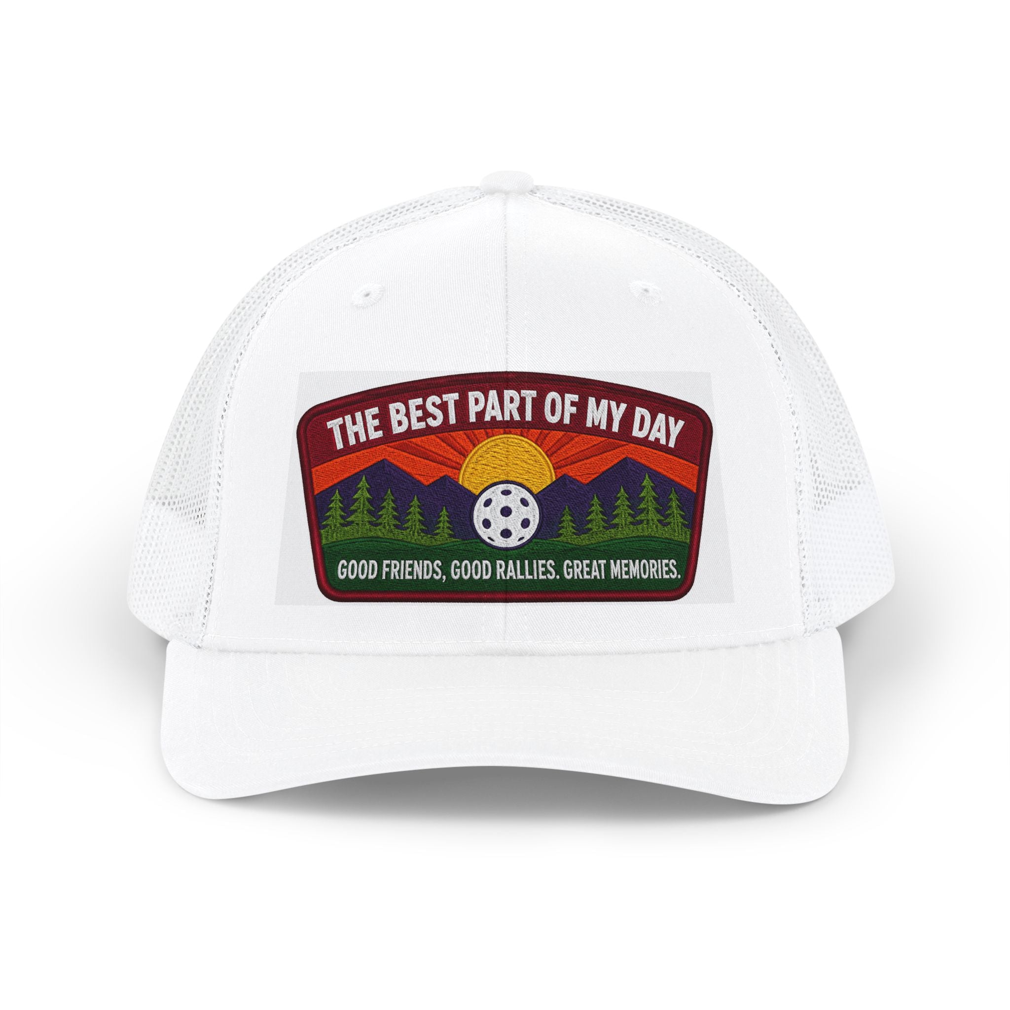 Embroidered Pickleball Trucker Hat— “The Best Part of My Day” Retro Outdoor Patch